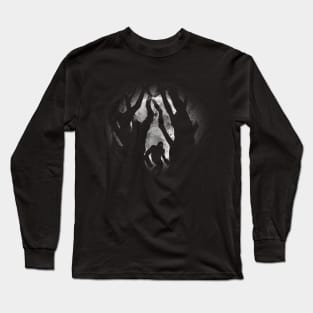 Bigfoot Full Moon Creepy Forest Design Long Sleeve T-Shirt